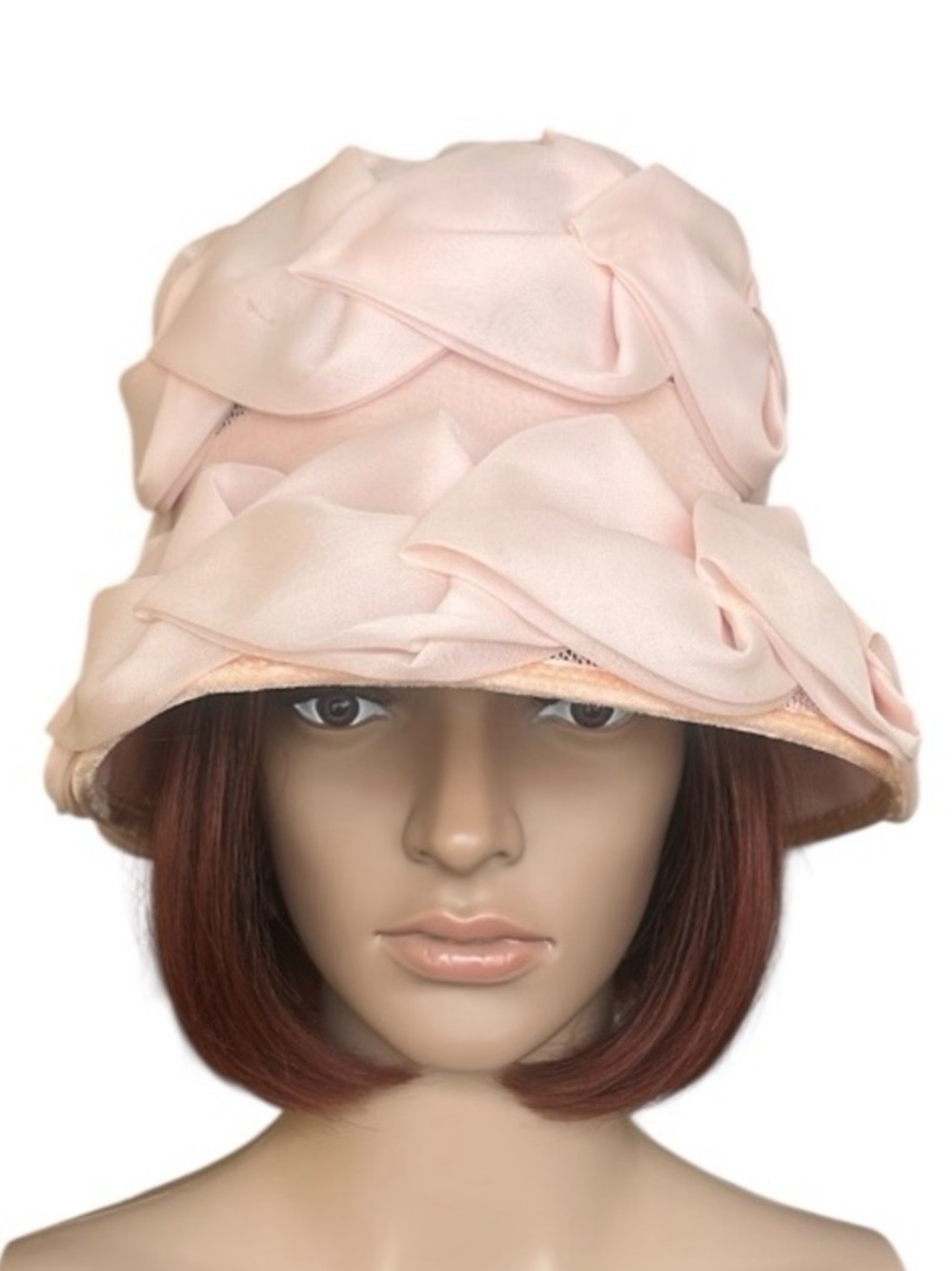 Vintage 50s 60s Pink Chiffon Women's Bucket Hat Small